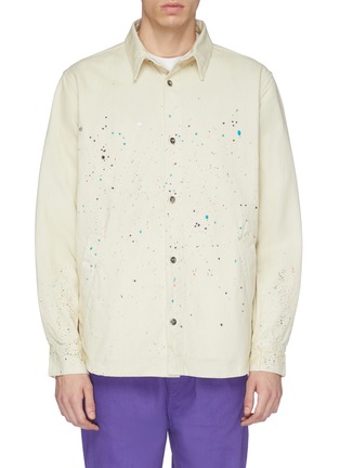 Main View - Click To Enlarge - VYNER ARTICLES - Paint splatter organic cotton canvas shirt