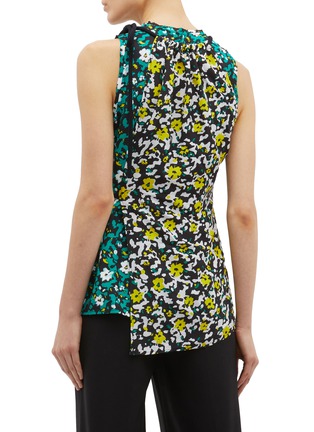 Back View - Click To Enlarge - PROENZA SCHOULER - Tie side colourblock floral print georgette sleeveless top