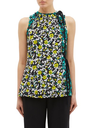 Main View - Click To Enlarge - PROENZA SCHOULER - Tie side colourblock floral print georgette sleeveless top
