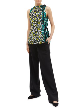 Figure View - Click To Enlarge - PROENZA SCHOULER - Tie side colourblock floral print georgette sleeveless top