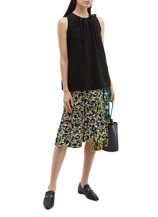 Figure View - Click To Enlarge - PROENZA SCHOULER - Ruched tie neck crepe sleeveless top