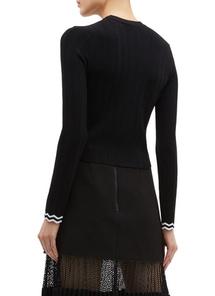 Back View - Click To Enlarge - PROENZA SCHOULER - Contrast zigzag cuff rib knit top