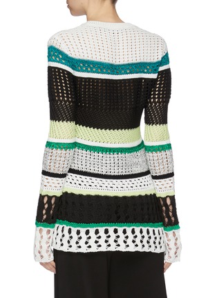 Back View - Click To Enlarge - PROENZA SCHOULER - Stripe open knit sweater
