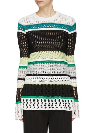 Main View - Click To Enlarge - PROENZA SCHOULER - Stripe open knit sweater