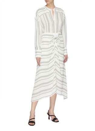 Figure View - Click To Enlarge - PROENZA SCHOULER - Tie front stripe crepe skirt