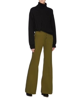 Figure View - Click To Enlarge - PROENZA SCHOULER - Belted button front flared twill pants