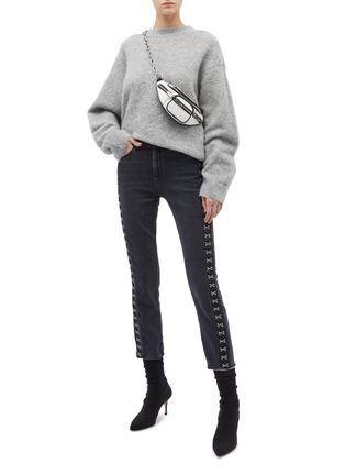 Figure View - Click To Enlarge - 3X1 - 'Corset' hook-and-eye outseam cropped jeans