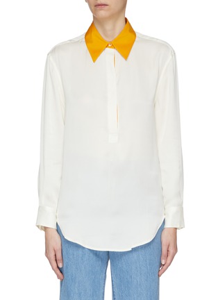 Main View - Click To Enlarge - EQUIPMENT - 'Margery' contrast collar silk blend shirt
