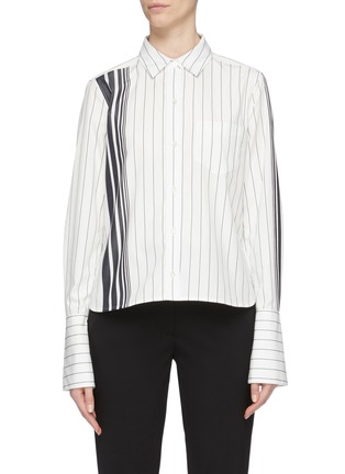 Main View - Click To Enlarge - EQUIPMENT - 'Huntley' colourblock stripe cropped shirt