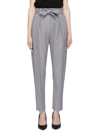 Main View - Click To Enlarge - EQUIPMENT - 'Marcelle' belted houndstooth check plaid cotton-wool pants