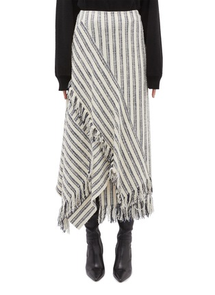 Main View - Click To Enlarge - 3.1 PHILLIP LIM - Asymmetric drape fringe stripe bouclé skirt