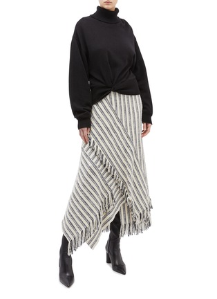 Figure View - Click To Enlarge - 3.1 PHILLIP LIM - Asymmetric drape fringe stripe bouclé skirt