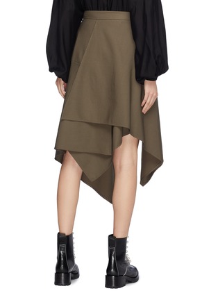 Back View - Click To Enlarge - 3.1 PHILLIP LIM - Buckled ruched drape wool gabardine handkerchief skirt