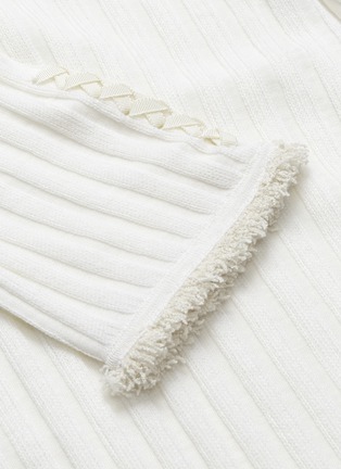  - 3.1 PHILLIP LIM - Lace-up sleeve frayed rib knit wool sweater
