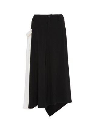 Main View - Click To Enlarge - YOHJI YAMAMOTO - Contrast drape melton panel asymmetric skirt