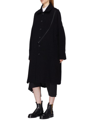 Front View - Click To Enlarge - YOHJI YAMAMOTO - Slant zip melton coat