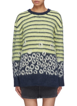 Main View - Click To Enlarge - CURRENT/ELLIOTT - 'The Wes' stripe leopard jacquard sweater