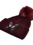Detail View - Click To Enlarge - YVES SALOMON - Butterfly appliqué fox fur pompom wool-cashmere knit beanie