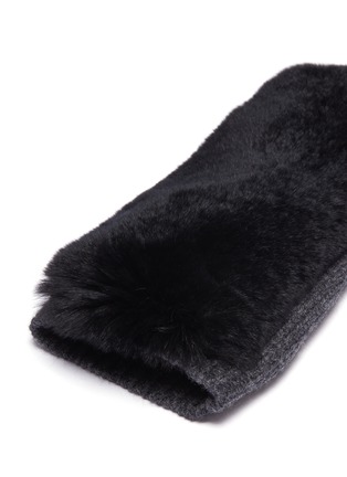 Detail View - Click To Enlarge - YVES SALOMON - Rabbit fur panel wool-cashmere knit fingerless gloves