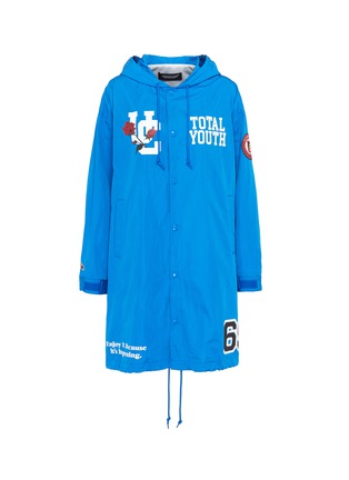 Main View - Click To Enlarge - UNDERCOVER - 'Total Youth' slogan rose print hooded raincoat
