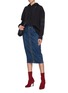 Figure View - Click To Enlarge - CURRENT/ELLIOTT - 'The Trilby' stud zip front denim pencil skirt