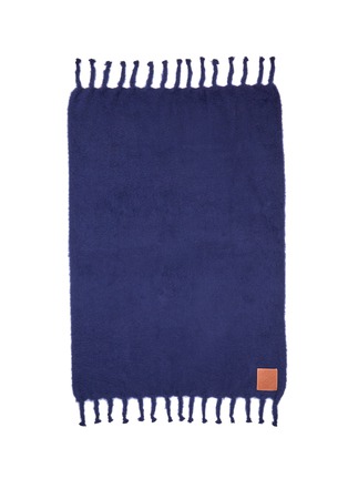 Main View - Click To Enlarge - LOEWE - Logo patch fringed mohair-wool blanket