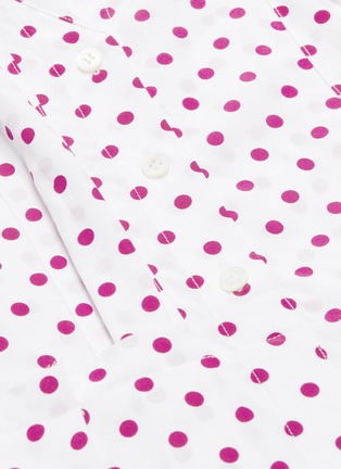Detail View - Click To Enlarge - BALENCIAGA - Convertible placket drape polka dot print twinset silk dress