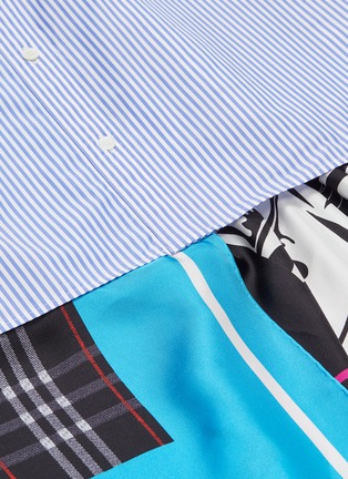  - BALENCIAGA - Patchwork asymmetric drape scarf hem stripe shirt dress