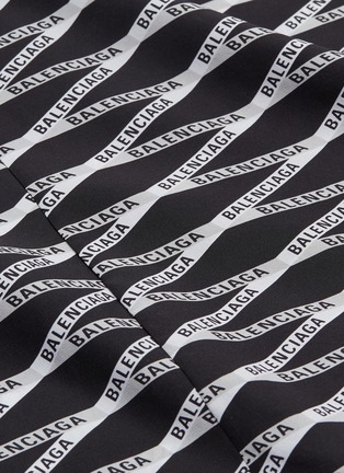  - BALENCIAGA - 'Monogram' drape front panel logo print oversized silk shirt
