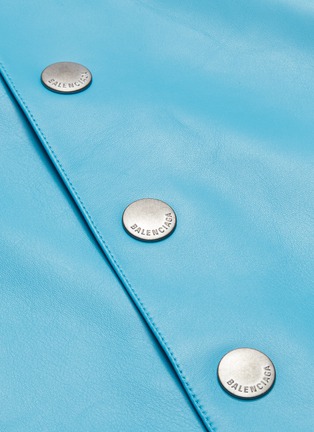 Detail View - Click To Enlarge - BALENCIAGA - Snap button front leather midi skirt