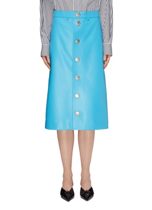 Main View - Click To Enlarge - BALENCIAGA - Snap button front leather midi skirt