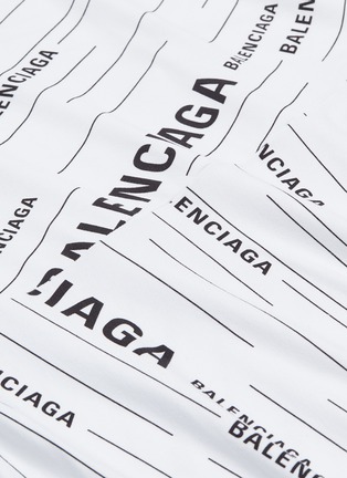Detail View - Click To Enlarge - BALENCIAGA - Asymmetric drape logo stripe print skirt
