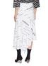 Back View - Click To Enlarge - BALENCIAGA - Asymmetric drape logo stripe print skirt