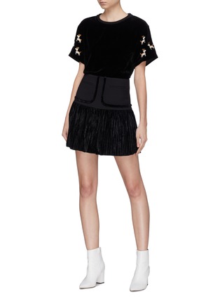 Figure View - Click To Enlarge - HELEN LEE - Pleated velvet hem skirt