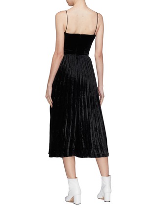 Back View - Click To Enlarge - HELEN LEE - Pleated velvet slip dress