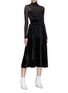 Figure View - Click To Enlarge - HELEN LEE - Pleated velvet slip dress