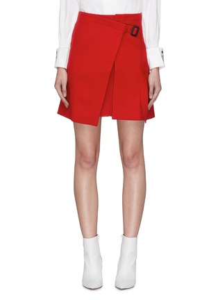 Main View - Click To Enlarge - HELEN LEE - Asymmetric belted pleated skirt