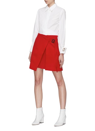 Figure View - Click To Enlarge - HELEN LEE - Asymmetric belted pleated skirt