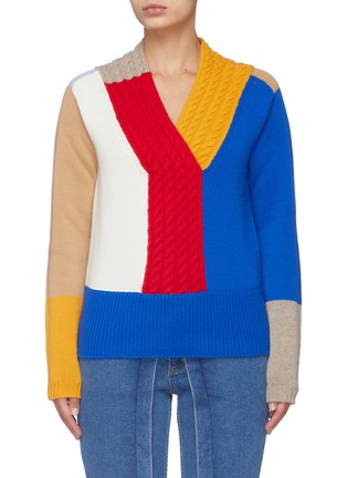 Main View - Click To Enlarge - HELEN LEE - Colourblock wool-cashmere sweater