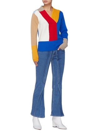 Figure View - Click To Enlarge - HELEN LEE - Colourblock wool-cashmere sweater