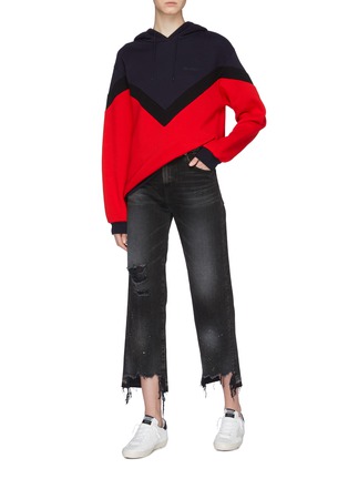Figure View - Click To Enlarge - ÊTRE CÉCILE - 'Aurelia' chevron stripe colourblock oversized hoodie