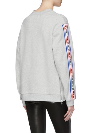 Back View - Click To Enlarge - ÊTRE CÉCILE - Logo stripe sleeve zip outseam sweatshirt