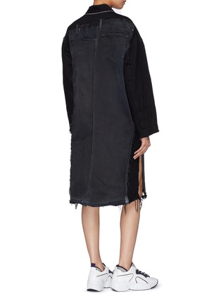 Back View - Click To Enlarge - YVES DELORME - Patchwork denim twill kimono coat