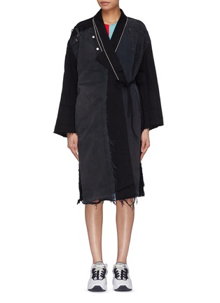 Main View - Click To Enlarge - YVES DELORME - Patchwork denim twill kimono coat
