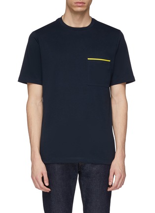 Main View - Click To Enlarge - THEORY - 'Neo' contrast trim chest pocket T-shirt