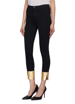 Front View - Click To Enlarge - J BRAND - 'Alana' metallic split cuff cropped skinny jeans