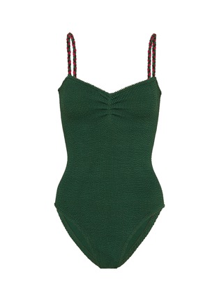 Main View - Click To Enlarge - HUNZA G - 'Trina' braided strap seersucker one-piece swimsuit