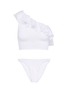 Main View - Click To Enlarge - HUNZA G - 'Natalya' ruffle one-shoulder seersucker bikini set
