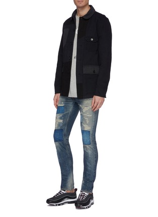 Figure View - Click To Enlarge - FDMTL - Patchwork rip-and-repair skinny jeans