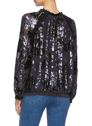 Back View - Click To Enlarge - NEEDLE & THREAD - 'Floral Gloss' sequin long sleeve georgette top